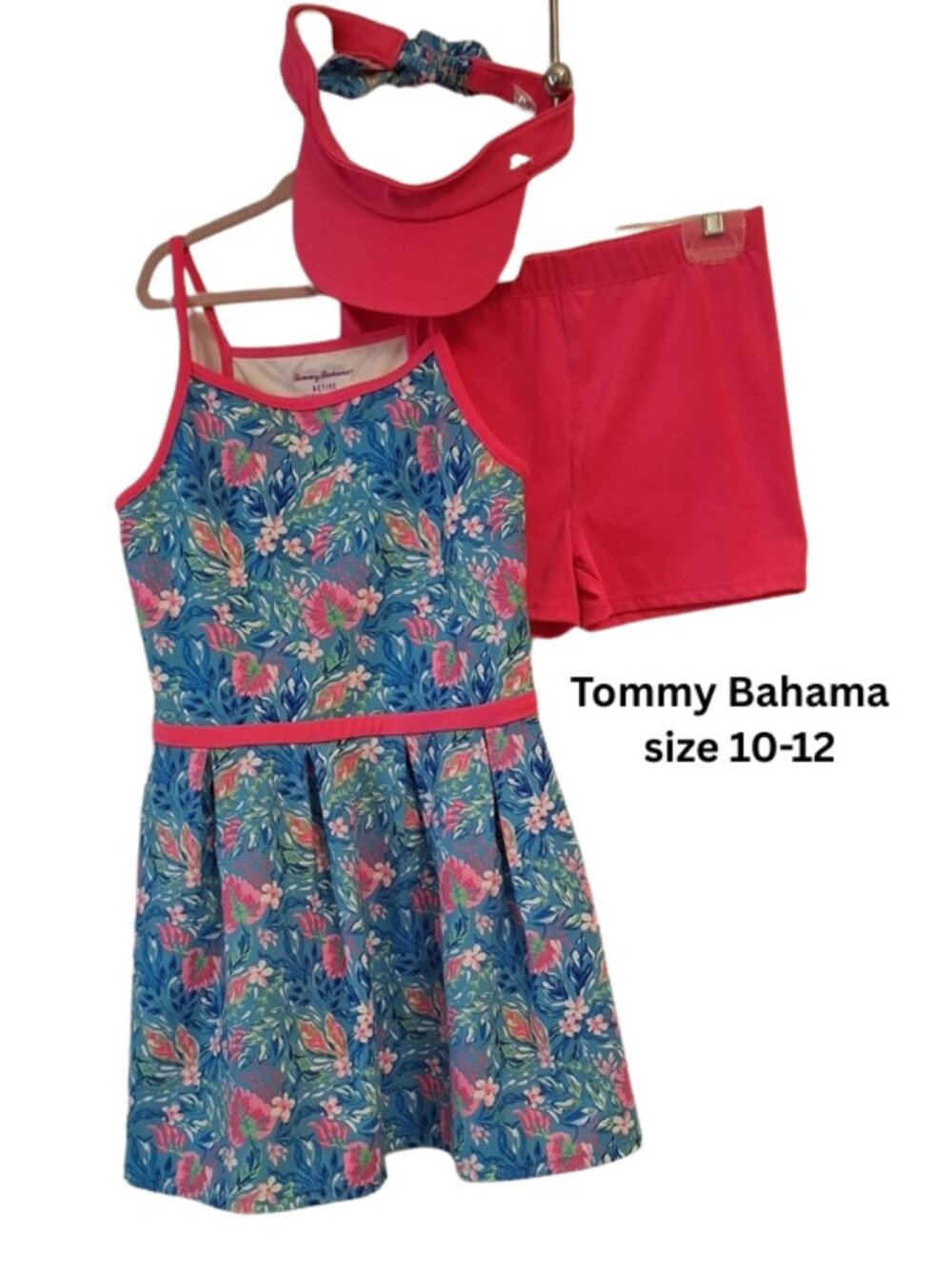 Tommy Bahama Girls Activewear Tennis Golf 3 Piece Set dress short visor 10-12